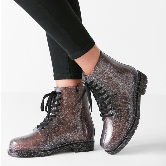 clear glitter rain boots